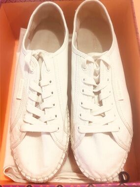 Tory Burch Women's Seaside Oxford Canvas Platform Espadrilles Vintage Cream 11